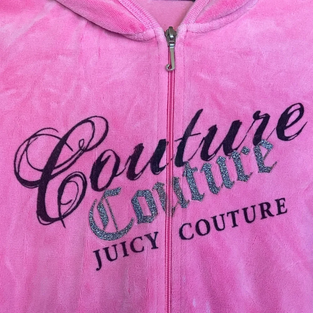 Juicy Couture Pink Velour Zip Up Hoodie - Medium - Picture 3 of 8